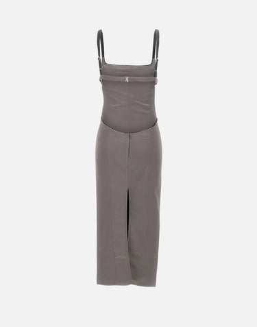 THE ATTICO Abito midi in raso GREY Donna 