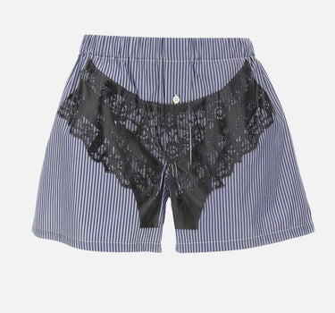 Shorts trompe l'oeil a righe VAQ11P021 WHTBLUE VAQUERA 