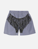 Shorts trompe l'oeil a righe VAQ11P021 WHTBLUE VAQUERA 