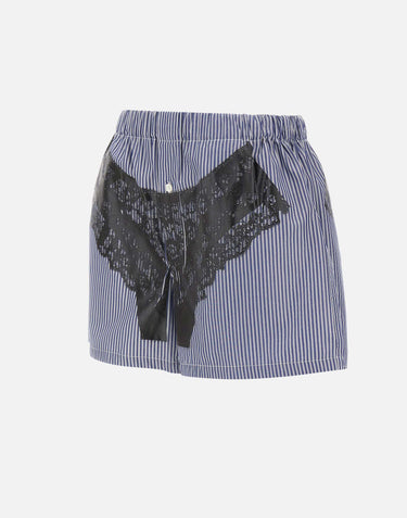 Shorts trompe l'oeil a righe VAQ11P021 WHTBLUE VAQUERA 