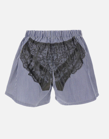 Shorts trompe l'oeil a righe VAQ11P021 WHTBLUE VAQUERA 