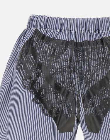 Shorts trompe l'oeil a righe VAQ11P021 WHTBLUE VAQUERA 
