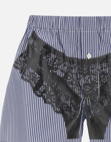 Shorts trompe l'oeil a righe VAQ11P021 WHTBLUE VAQUERA 