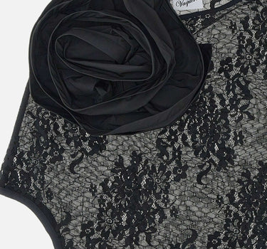 Top in pizzo con fiore VAQ11T040 BLACK VAQUERA 