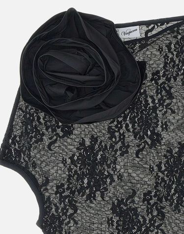 Top in pizzo con fiore VAQ11T040 BLACK VAQUERA 