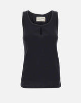 Top in misto cotone e lino 1226JTP007237A BLACK VICTORIA BECKHAM 
