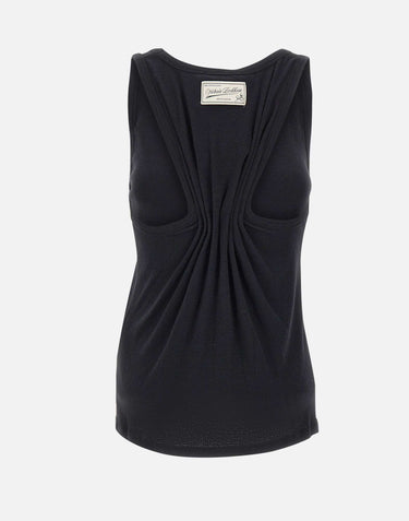 Top in misto cotone e lino 1226JTP007237A BLACK VICTORIA BECKHAM 
