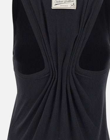 Top in misto cotone e lino 1226JTP007237A BLACK VICTORIA BECKHAM 