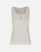 Top in misto cotone e lino 1226JTP007237A WHITE VICTORIA BECKHAM 