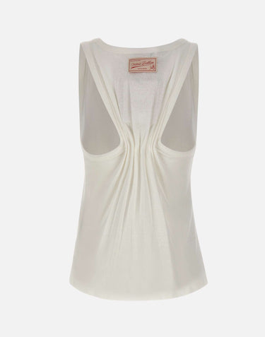 Top in misto cotone e lino 1226JTP007237A WHITE VICTORIA BECKHAM 