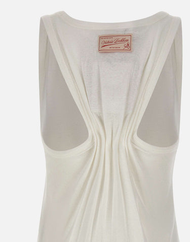 Top in misto cotone e lino 1226JTP007237A WHITE VICTORIA BECKHAM 