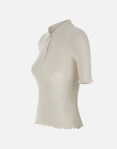 Polo con volant 1226KTP007273A WHITE VICTORIA BECKHAM 