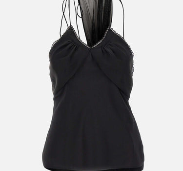 Top in seta arricciato 1226WTP007297A BLACK VICTORIA BECKHAM 