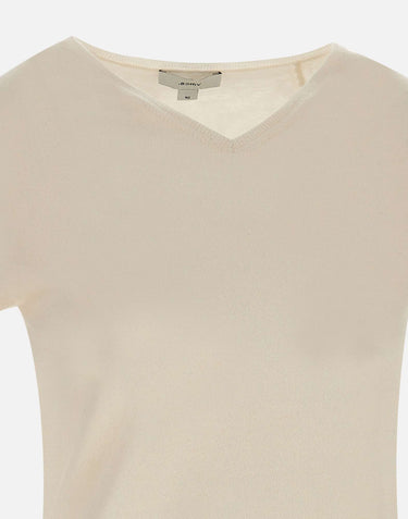VINCE. Maglia a maniche corte in misto lana e cashmere WHITE Donna 