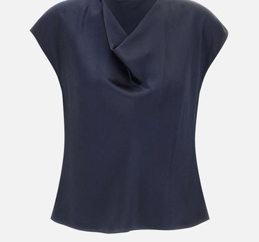 Camicetta in seta con scollo a cappuccio V796112595 403CBL VINCE. 