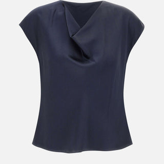 Camicetta in seta con scollo a cappuccio V796112595 403CBL VINCE. 