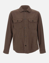 WOOLRICH Camicia Safari in misto cotone e lino BROWN Uomo 