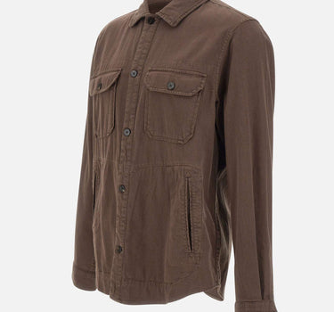 WOOLRICH Camicia Safari in misto cotone e lino BROWN Uomo 