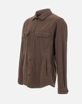 WOOLRICH Camicia Safari in misto cotone e lino BROWN Uomo 