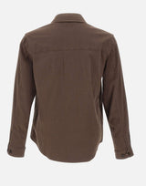 WOOLRICH Camicia Safari in misto cotone e lino BROWN Uomo 