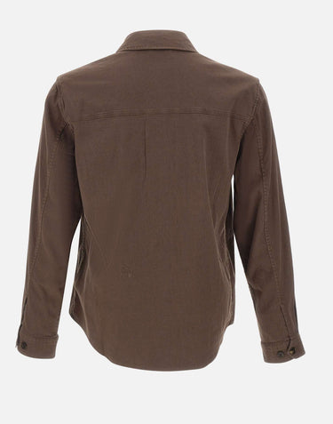 WOOLRICH Camicia Safari in misto cotone e lino BROWN Uomo 