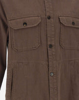 WOOLRICH Camicia Safari in misto cotone e lino BROWN Uomo 