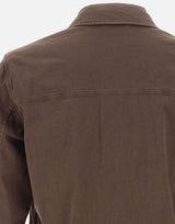 WOOLRICH Camicia Safari in misto cotone e lino BROWN Uomo 