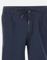 WOOLRICH Shorts in misto lino e cotone con pinces BLUE Uomo 
