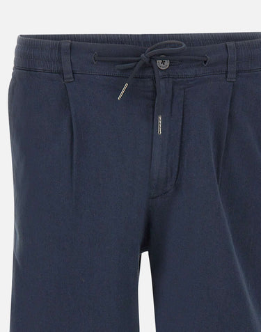 WOOLRICH Shorts in misto lino e cotone con pinces BLUE Uomo 