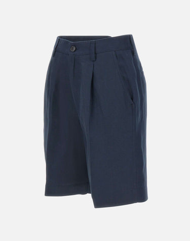 WOOLRICH Shorts in misto lyocell e lino BLUE Donna 