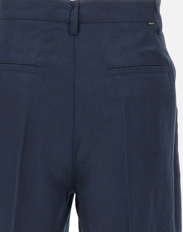 WOOLRICH Shorts in misto lyocell e lino BLUE Donna 