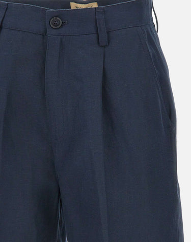WOOLRICH Shorts in misto lyocell e lino BLUE Donna 