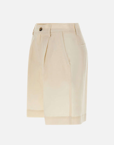 WOOLRICH Shorts in misto lyocell e lino WHITE Donna 