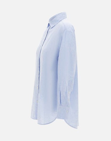WOOLRICH Camicia "Boyfriend" in misto cotone e lino Light Blue Donna 