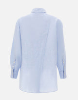 WOOLRICH Camicia "Boyfriend" in misto cotone e lino Light Blue Donna 