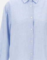 WOOLRICH Camicia "Boyfriend" in misto cotone e lino Light Blue Donna 