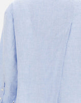WOOLRICH Camicia "Boyfriend" in misto cotone e lino Light Blue Donna 