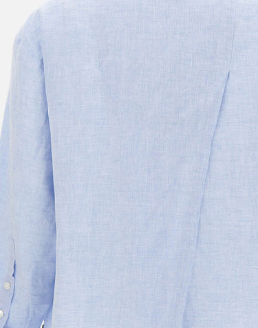 WOOLRICH Camicia "Boyfriend" in misto cotone e lino Light Blue Donna 