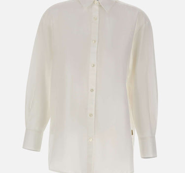 WOOLRICH Camicia "Boyfriend" in misto cotone e lino WHITE Donna 