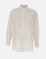 WOOLRICH Camicia "Boyfriend" in misto cotone e lino WHITE Donna 