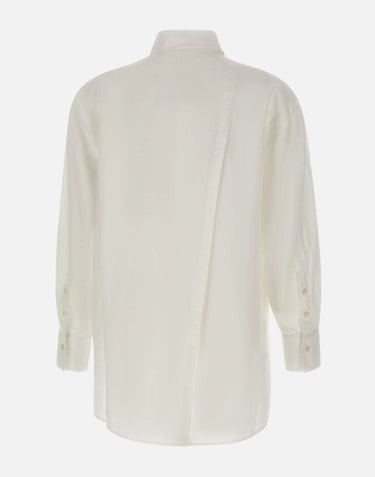 WOOLRICH Camicia "Boyfriend" in misto cotone e lino WHITE Donna 