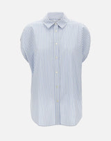 WOOLRICH Camicia in popeline di cotone a righe Light Blue Donna 