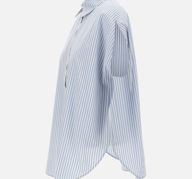 WOOLRICH Camicia in popeline di cotone a righe Light Blue Donna 