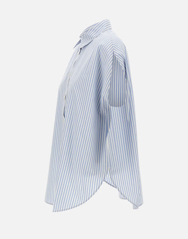 WOOLRICH Camicia in popeline di cotone a righe Light Blue Donna 