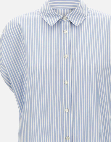 WOOLRICH Camicia in popeline di cotone a righe Light Blue Donna 