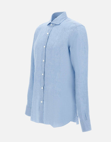 BARBA Camicia in  lino Light Blue Uomo 