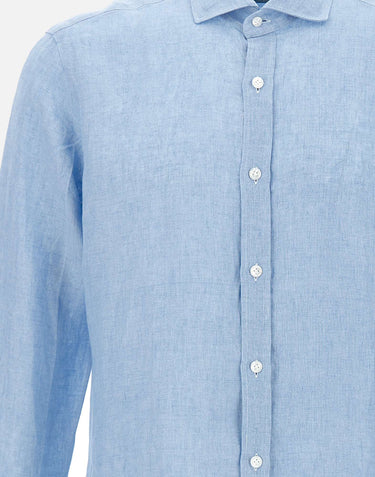 BARBA Camicia in  lino Light Blue Uomo 
