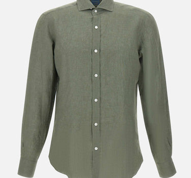 BARBA Camicia in  lino GREEN Uomo 
