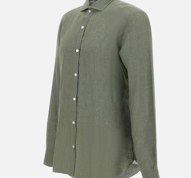 BARBA Camicia in  lino GREEN Uomo 