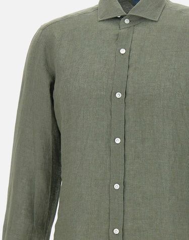 BARBA Camicia in  lino GREEN Uomo 